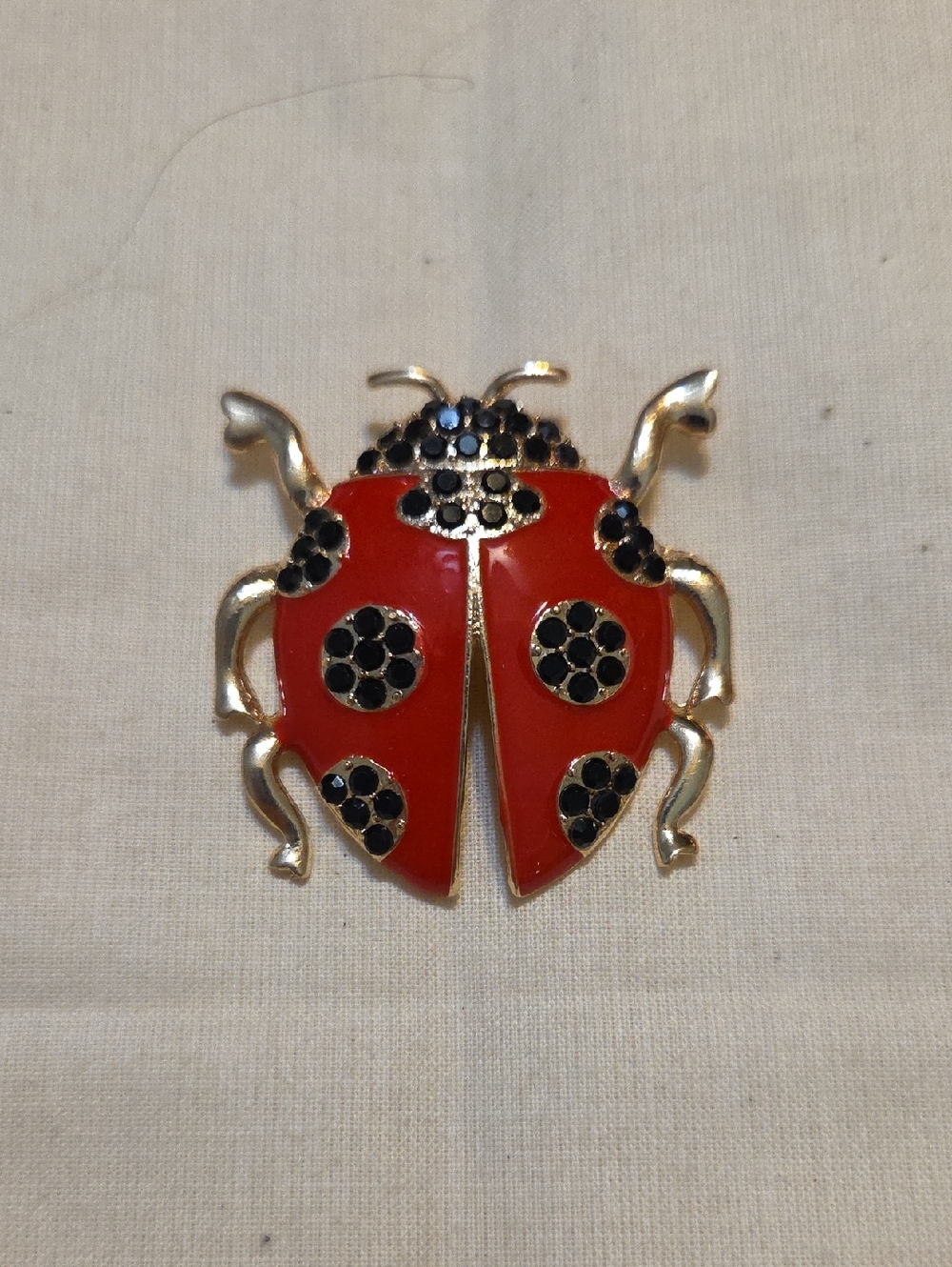 Ladybug Red and Black Enamel Brooch